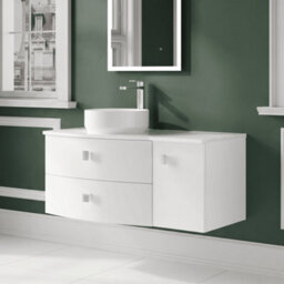Balterley Gentleshaw Contemporary Wall Hung Vanity Unit With White Marble Worktop, Moon White, 1000mm - thumbnail 3