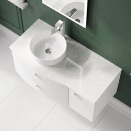 Balterley Gentleshaw Contemporary Wall Hung Vanity Unit With White Marble Worktop, Moon White, 1000mm - thumbnail 4