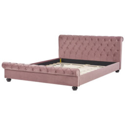 Beliani Bed Velvet Avallon 180 X 200 Cm (Eu Super King) Pink - thumbnail 4