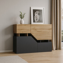 Ceelias K Modern Sideboard Push To Open Cupboard Doors Stylish Storage For Living Room Anthracite Wotan - thumbnail 1