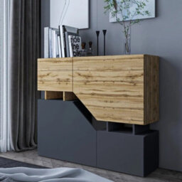 Ceelias K Modern Sideboard Push To Open Cupboard Doors Stylish Storage For Living Room Anthracite Wotan - thumbnail 2