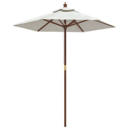 Berkfield Garden Parasol With Wooden Pole Sand 196X231 Cm - thumbnail 2