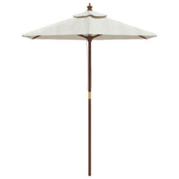Berkfield Garden Parasol With Wooden Pole Sand 196X231 Cm - thumbnail 3