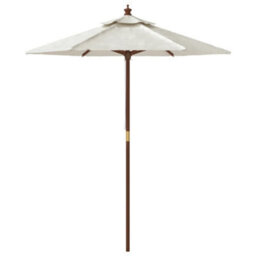 Berkfield Garden Parasol With Wooden Pole Sand 196X231 Cm - thumbnail 4