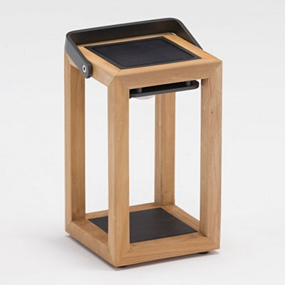 Luxor Table Outdoor And Indoor Solar Lantern In Teak - image 1
