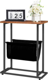 HOOBRO Slim Side Table, Narrow End Table, Industrial Bedside Tables With Magazine Holder Sling, Small Table For Small Spaces, - thumbnail 5