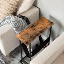 HOOBRO Slim Side Table, Narrow End Table, Industrial Bedside Tables With Magazine Holder Sling, Small Table For Small Spaces, - thumbnail 3