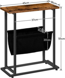 HOOBRO Slim Side Table, Narrow End Table, Industrial Bedside Tables With Magazine Holder Sling, Small Table For Small Spaces, - thumbnail 9