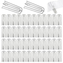 50 Pcs Metal Pinch Pleat Curtain Hooks, Heavy Duty 4 Prong Pleat Hooks, Silver Header Tape Pins For Window Door - thumbnail 1