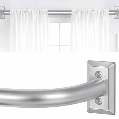 Oxford Homeware Satin Chrome Effect Blackout Curtain Rod Extendable Pole With Metal Curved Finials,(L)1600mm-3000mm (Dia)28mm - image 1