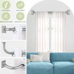 Oxford Homeware Satin Chrome Effect Blackout Curtain Rod Extendable Pole With Metal Curved Finials,(L)1600mm-3000mm (Dia)28mm - thumbnail 9