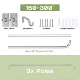 Oxford Homeware Satin Chrome Effect Blackout Curtain Rod Extendable Pole With Metal Curved Finials,(L)1600mm-3000mm (Dia)28mm - thumbnail 4