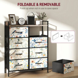 Homcom 8-Drawer Chest Of Drawers, Fabric Dresser, White - thumbnail 6