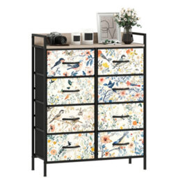Homcom 8-Drawer Chest Of Drawers, Fabric Dresser, White - thumbnail 2