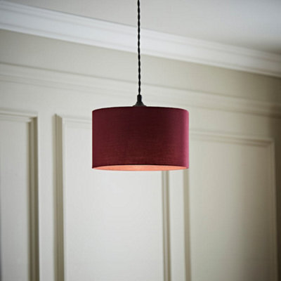 Valuelights Reni Plum Fabric Drum Ceiling Lamp Shade (D)25Cm - image 1
