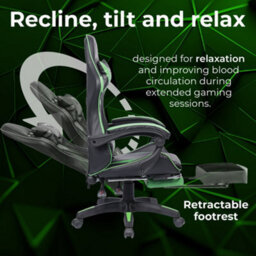 Neo Green Massage Recliner Leather Computer Gaming Office Chair With Footrest - thumbnail 3