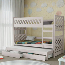 Triple Bunk Bed Mateo K With Mattress And Underbed Storage Drawers Cashmere - thumbnail 1