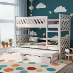 Triple Bunk Bed Mateo K With Mattress And Underbed Storage Drawers Cashmere - thumbnail 3