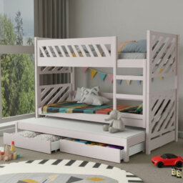 Triple Bunk Bed Mateo K With Mattress And Underbed Storage Drawers Cashmere - thumbnail 2
