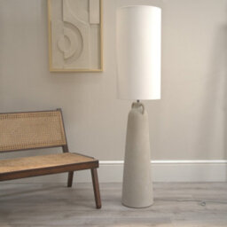 Valuelights Grayson Natural Cement Effect Ceramic Midi Floor Lamp With Cylinder Shade - Led Bulb Included - thumbnail 3