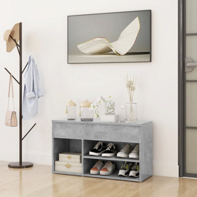 Berkfield Shoe Bench Concrete Grey 80X30X45 Cm Engineered Wood - image 1