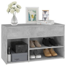 Berkfield Shoe Bench Concrete Grey 80X30X45 Cm Engineered Wood - thumbnail 4