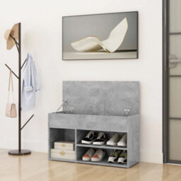 Berkfield Shoe Bench Concrete Grey 80X30X45 Cm Engineered Wood - thumbnail 3