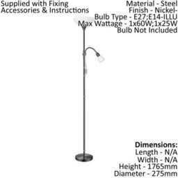 Stylish Adjustable Floor Lamp With Nickel Shade And White Glass Bulbs - thumbnail 2