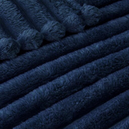 Dyzi Supersoft Ribbed 150X200Cm Jacquard Fleece Throw Blanket  Cozy Sofa & Bed Throw Navy Blue - thumbnail 2