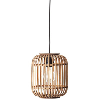 Loops Hanging Ceiling Pendant Light - Natural Bamboo Plywood & Matt Black Paint - 10W Led E27 - image 1