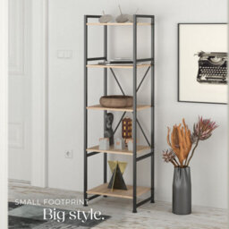 Tectake Bookcase Manchester - 5 Shelves  - Industrial Wood Light, Oak Sonoma - thumbnail 8