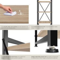 Tectake Bookcase Manchester - 5 Shelves  - Industrial Wood Light, Oak Sonoma - thumbnail 5