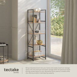 Tectake Bookcase Manchester - 5 Shelves  - Industrial Wood Light, Oak Sonoma - thumbnail 3