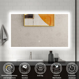 Probaty Bathrooms Bathroom Mirror 3-Colour Led 120X70Cm With Anti-Fog And Memory Function,backlit Wall Vanity Mirror,touch Sensor Switch,ip44 - thumbnail 2