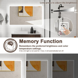 Probaty Bathrooms Bathroom Mirror 3-Colour Led 120X70Cm With Anti-Fog And Memory Function,backlit Wall Vanity Mirror,touch Sensor Switch,ip44 - thumbnail 5