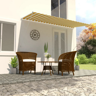Berkfield Retractable Awning 400X150 Cm Yellow And White - image 1