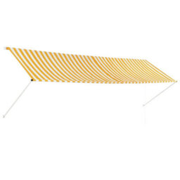 Berkfield Retractable Awning 400X150 Cm Yellow And White - thumbnail 2