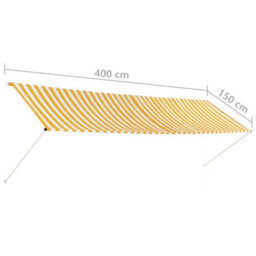 Berkfield Retractable Awning 400X150 Cm Yellow And White - thumbnail 7