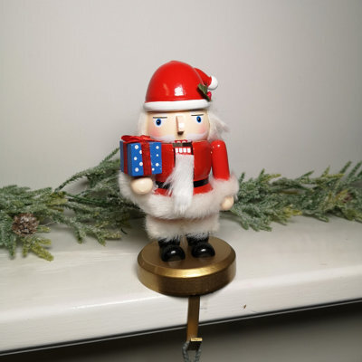 Samuel Alexander 24Cm Premier Wooden Christmas Santa Nutcracker Stocking Holder - image 1