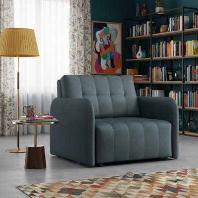 Viva Grand I Upholstered Sofa Bed With Storage Pocket Wavy Spring Wooden Legs Living Room 85X95X98Cm Dark Grey - image 1