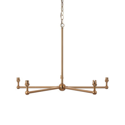 Loops Stylish 5-Light Hanging Ceiling Pendant Light In Brushed Aged Brass With Adjustable Height - image 1