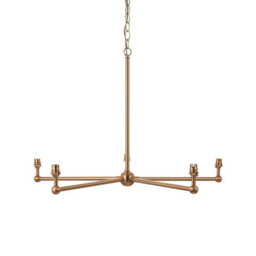 Loops Stylish 5-Light Hanging Ceiling Pendant Light In Brushed Aged Brass With Adjustable Height - thumbnail 1