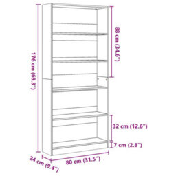 Vidaxl Bookcase Concrete Grey 80X24X176 Cm Engineered Wood - thumbnail 9
