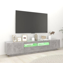 Vidaxl Tv Cabinet With Led Lights Concrete Grey 200X35X40 Cm - thumbnail 4