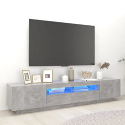 Vidaxl Tv Cabinet With Led Lights Concrete Grey 200X35X40 Cm