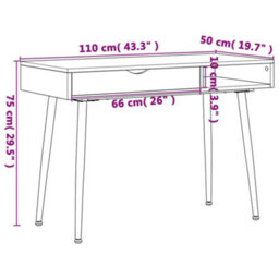 Berkfield Computer Desk With Drawer Brown 110X50X75 Cm Engineered Wood - thumbnail 8