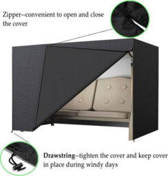 3-Seater Garden Swing Cover, 160 X 120 X 170 Cm, Black, Waterproof 190T Polyester Taffeta, Silver Coating - thumbnail 3