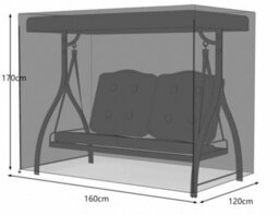 3-Seater Garden Swing Cover, 160 X 120 X 170 Cm, Black, Waterproof 190T Polyester Taffeta, Silver Coating - thumbnail 2