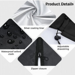 3-Seater Garden Swing Cover, 160 X 120 X 170 Cm, Black, Waterproof 190T Polyester Taffeta, Silver Coating - thumbnail 5