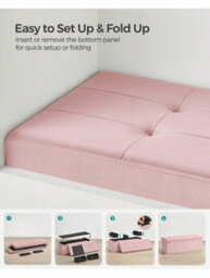 LEDREM Storage Ottoman, Foldable Small Ottoman Foot Rest, 38 X 110 X 38 Cm, Cube Ottoman With Storage, Load Up To 300 Kg - thumbnail 7